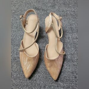Women's Size 10.5 (41) Glamcore Heels Balletcore Fairycore Sparkle Nude/Beige
